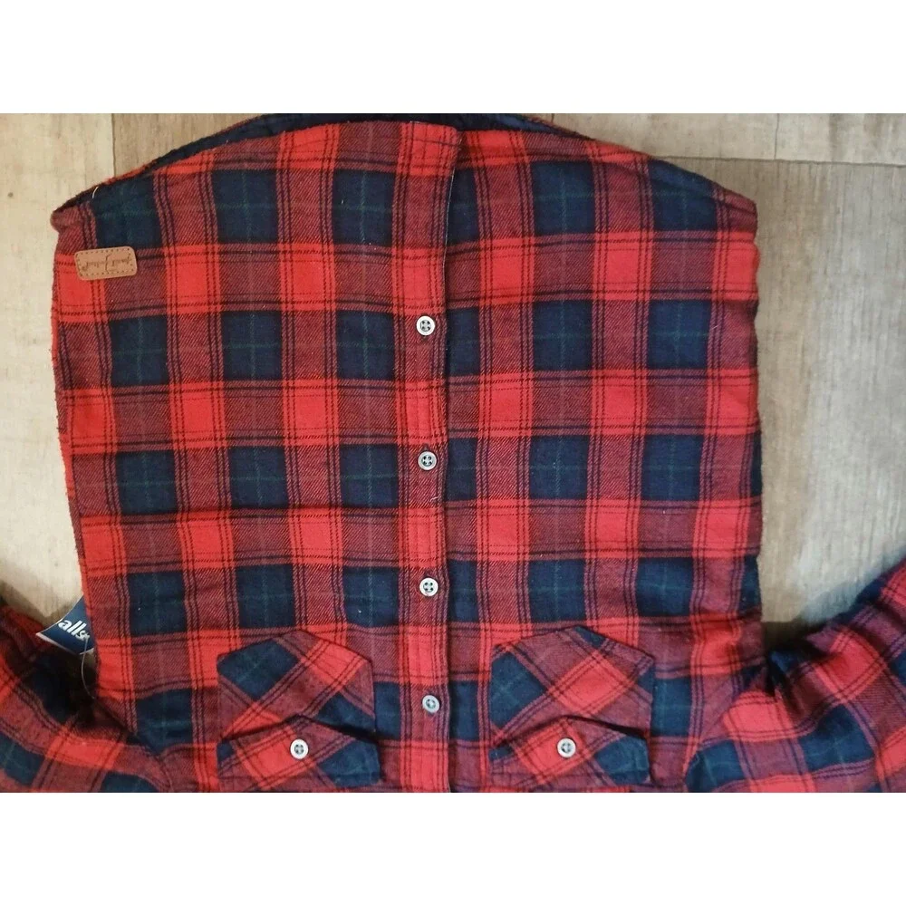 7 For All Mankind Flannel Insulated Shacket Kids Size 5 Red & Blue Plaid Pocket